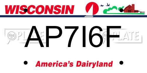 AP7I6F Wisconsin License Plate