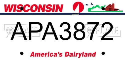 APA3872 Wisconsin License Plate