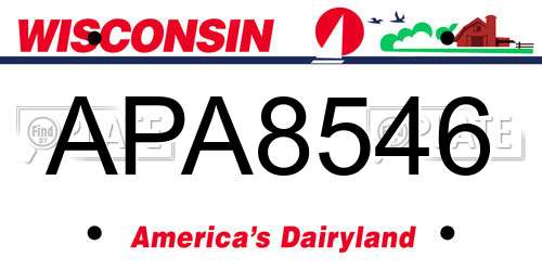 APA8546 Wisconsin License Plate