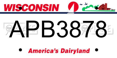 APB3878 Wisconsin License Plate