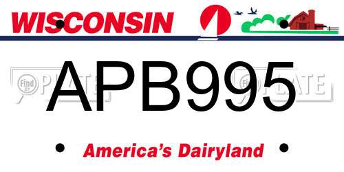APB995 Wisconsin License Plate