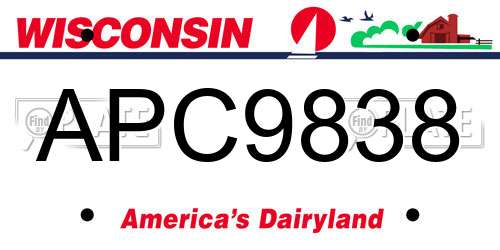 APC9838 Wisconsin License Plate