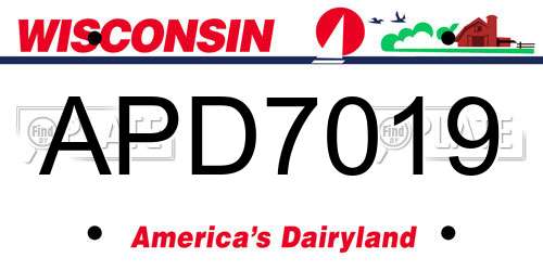 APD7019 Wisconsin License Plate