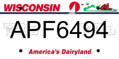 APF6494 Wisconsin License Plate