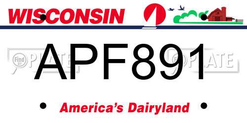 APF891 Wisconsin License Plate