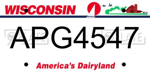 APG4547 Wisconsin License Plate