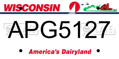 APG5127 Wisconsin License Plate
