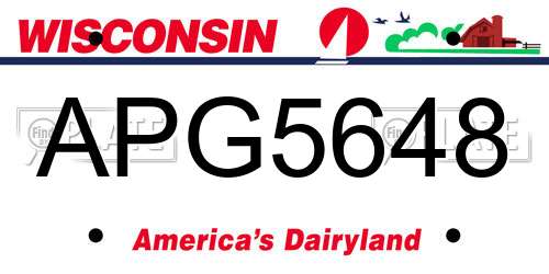 APG5648 Wisconsin License Plate