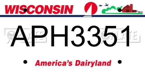 APH3351 Wisconsin License Plate
