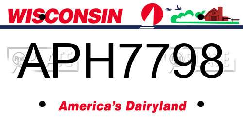 APH7798 Wisconsin License Plate