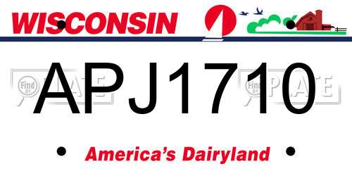 APJ1710 Wisconsin License Plate