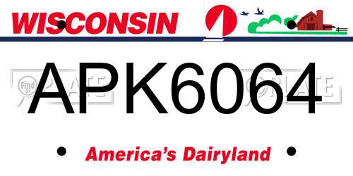 APK6064 Wisconsin License Plate