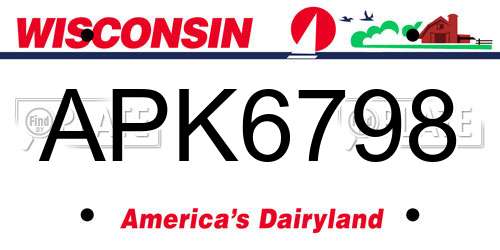 APK6798 Wisconsin License Plate