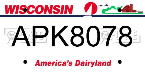 APK8078 Wisconsin License Plate