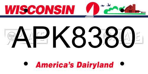 APK8380 Wisconsin License Plate