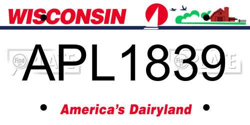 APL1839 Wisconsin License Plate