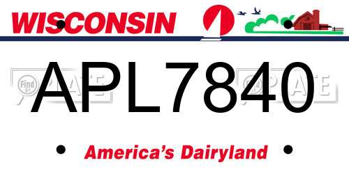 APL7840 Wisconsin License Plate