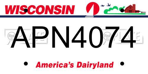 APN4074 Wisconsin License Plate