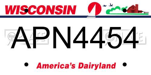 APN4454 Wisconsin License Plate