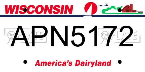 APN5172 Wisconsin License Plate