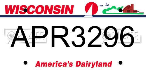 APR3296 Wisconsin License Plate