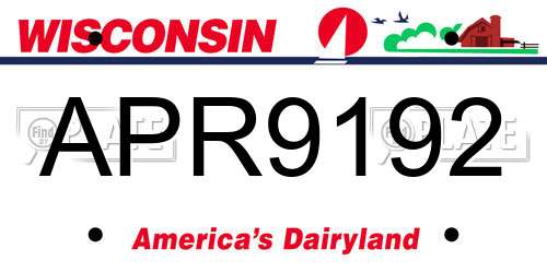 APR9192 Wisconsin License Plate