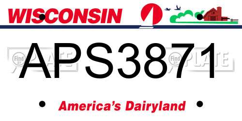 APS3871 Wisconsin License Plate