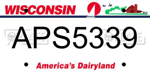 APS5339 Wisconsin License Plate