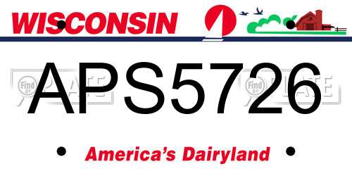 APS5726 Wisconsin License Plate