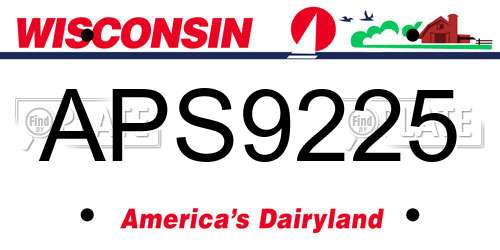 APS9225 Wisconsin License Plate