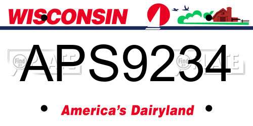 APS9234 Wisconsin License Plate