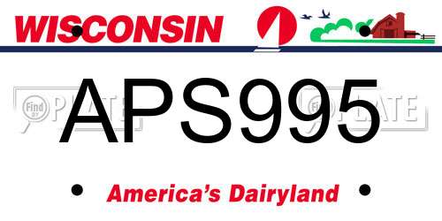 APS995 Wisconsin License Plate