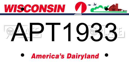 APT1933 Wisconsin License Plate
