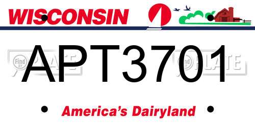 APT3701 Wisconsin License Plate