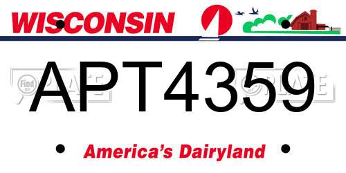 APT4359 Wisconsin License Plate