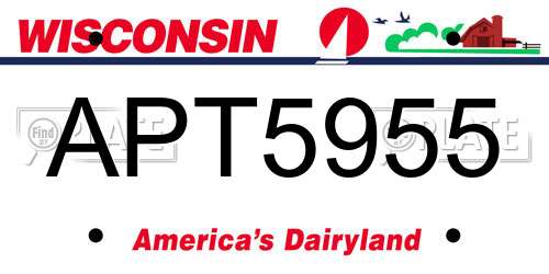 APT5955 Wisconsin License Plate