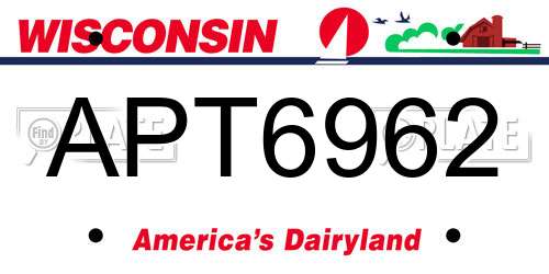 APT6962 Wisconsin License Plate