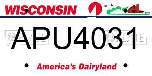 APU4031 Wisconsin License Plate