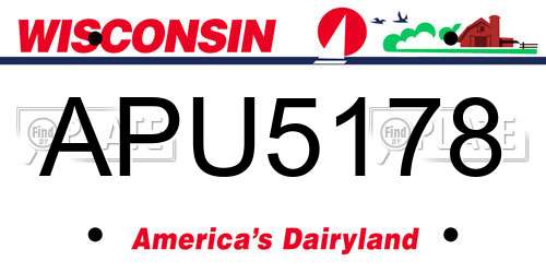 APU5178 Wisconsin License Plate
