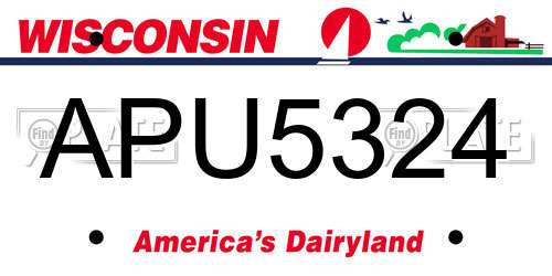 APU5324 Wisconsin License Plate