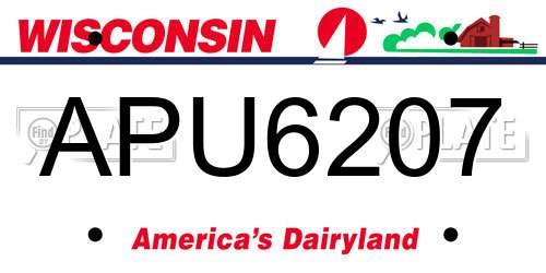 APU6207 Wisconsin License Plate