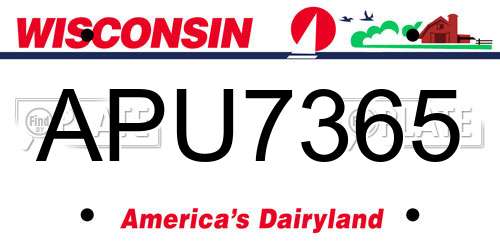 APU7365 Wisconsin License Plate