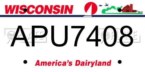 APU7408 Wisconsin License Plate