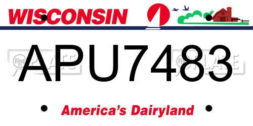 APU7483 Wisconsin License Plate