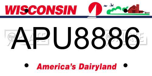APU8886 Wisconsin License Plate