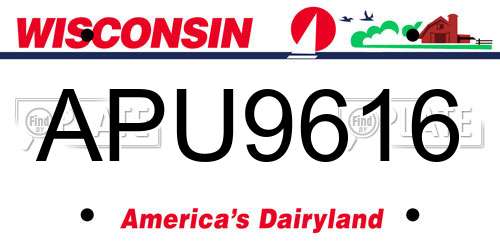 APU9616 Wisconsin License Plate