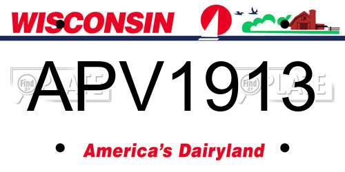 APV1913 Wisconsin License Plate