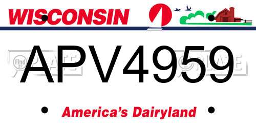 APV4959 Wisconsin License Plate