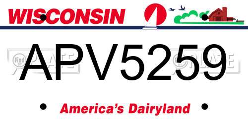 APV5259 Wisconsin License Plate