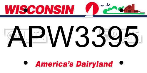 APW3395 Wisconsin License Plate